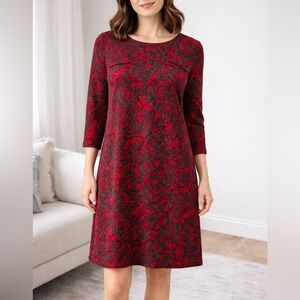 NWOT Soma Red & Black Patterned Dress - Size L